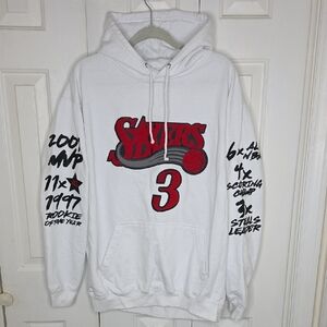 White Graphic Hoodie with Red and Black Accents